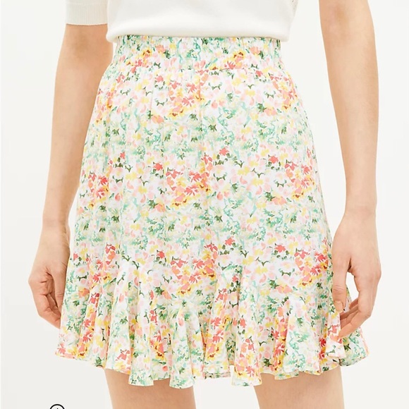 LOFT Petite Buttercup Floral Flounce Skirt NWT - Picture 2 of 7